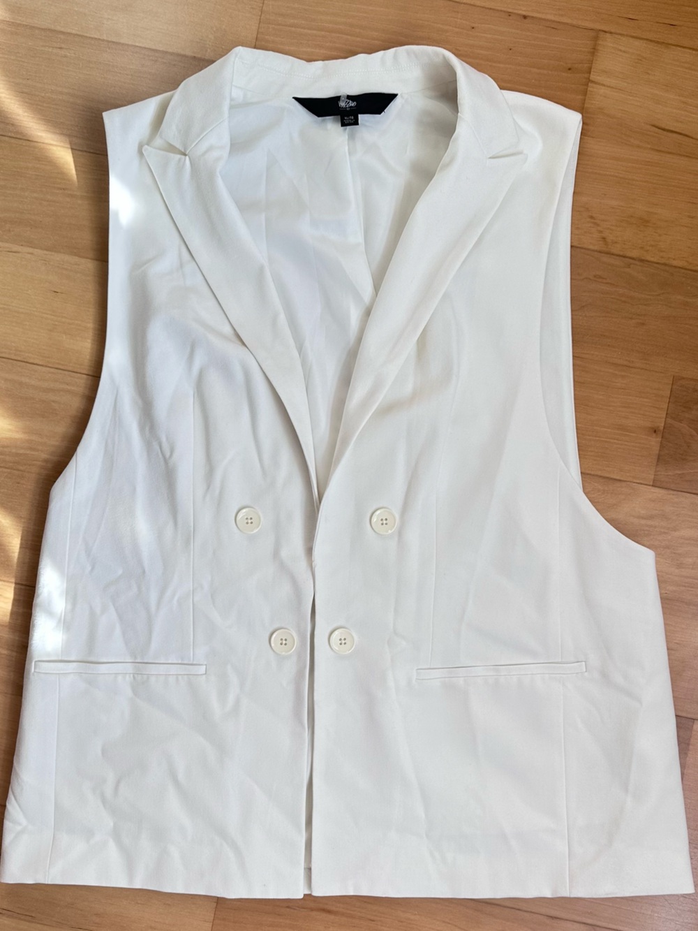 Massimo White Double-Breasted Sleeveless Blazer Vest